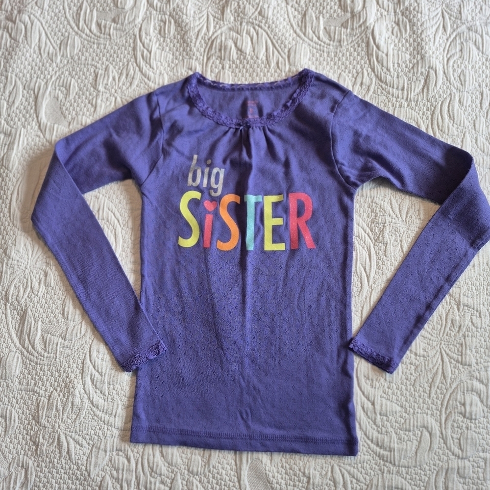 Ca4ter's girls size 8 Big Sister purple pajama top, NO BOTTOMS